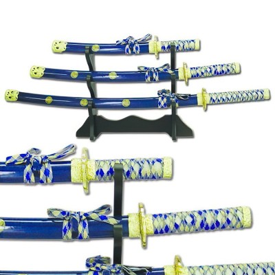 Midnight Fury Elite Katana Trio - Exquisite Set with Metal Scabbards