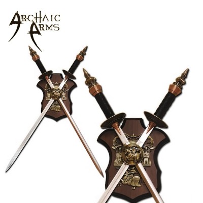 Dual Sword Set for Elegant Display with Wall Stand