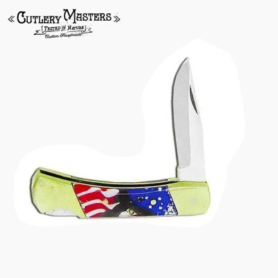 Patriotic Lockback Compact Blade - American Flag Design & Durable