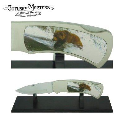 JUMBO Bear Collector’s Knife with Majestic Stand | Stainless Steel