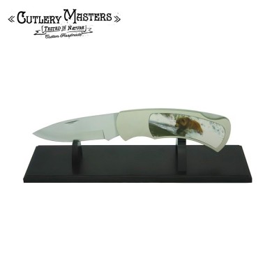 JUMBO Bear Collector’s Knife with Majestic Stand | Stainless Steel