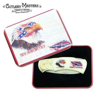 Proud Confederate Eagle Collector’s Knife | Stainless Steel in Tin Box