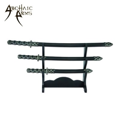 3-Piece Sword Collection with Diamond Accents - Elegant Display Set