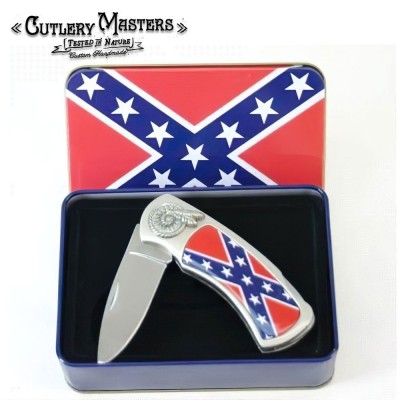 Heavy Confederate Flag Box Knife – Stainless Steel with Metal Guard