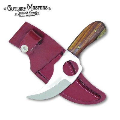 Alamo Precision Utility Blade with Wood Handle and Premium Leather