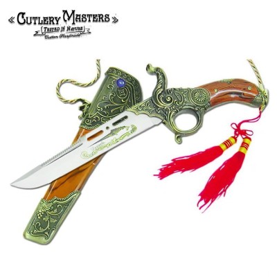 Western Revolver Style Collectible Blade – Unique Pistol Handle Design