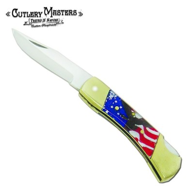 American Pride Lockback Pocket Blade with Stunning Flag Handle