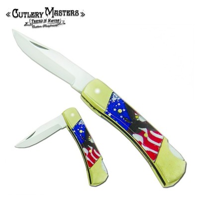 American Pride Lockback Pocket Blade with Stunning Flag Handle