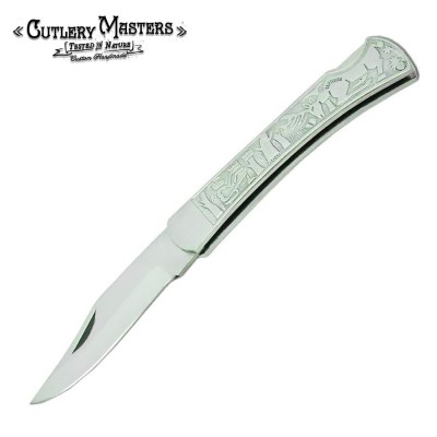 Tribal Inlay Stainless Steel Folding Blade Stylish Metal Craftsmanship