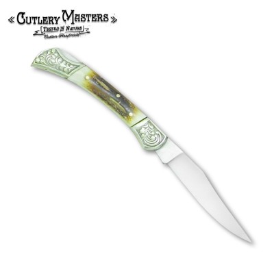 Elegant Bone Handle Lockback Folding Blade Classic Stainless Steel