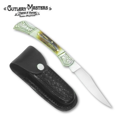 Elegant Bone Handle Lockback Folding Blade Classic Stainless Steel