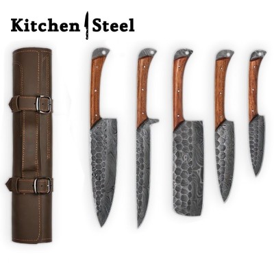 5-Piece Damascus Steel Chef Knife Set | Premium Kitchen Knives