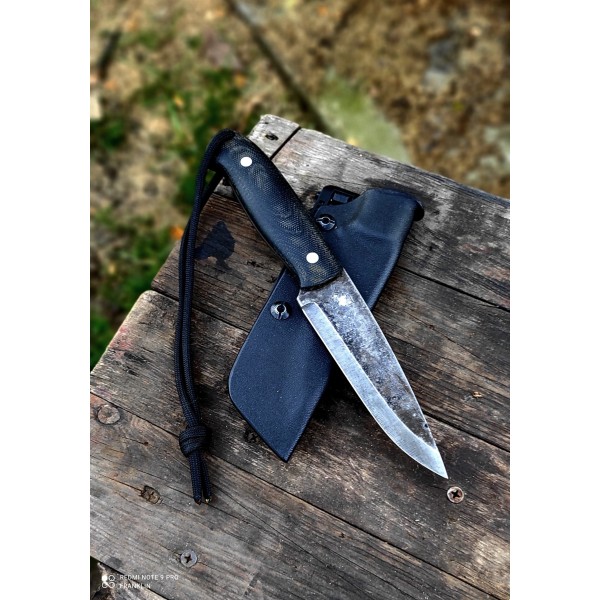 Outdoor Survival Fixed Blade Knife with Black Micarta Handle