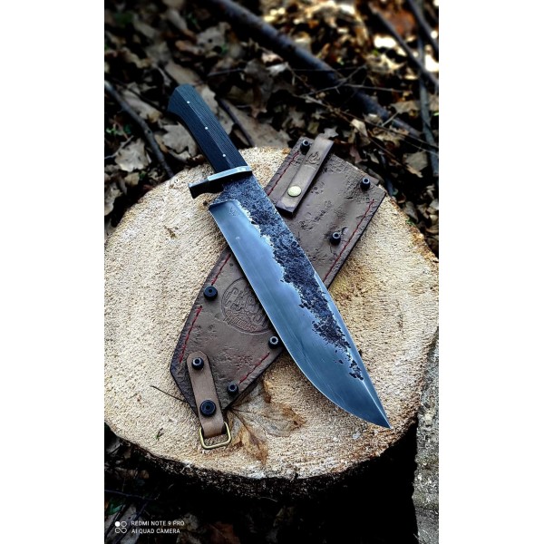 Rustic Handmade Bowie Knife with Leather Sheath