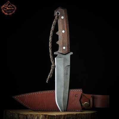 Handmade 5160 Carbon Steel Knife with Carrot Wood Handle