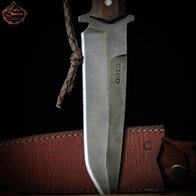 Handmade 5160 Carbon Steel Knife with Carrot Wood Handle