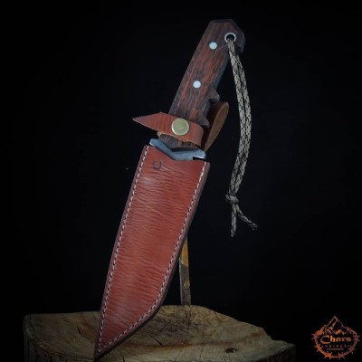 Handmade 5160 Carbon Steel Knife with Carrot Wood Handle