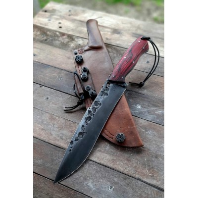 Tactical Handcrafted Knife with Firestarter and Leather Sheath