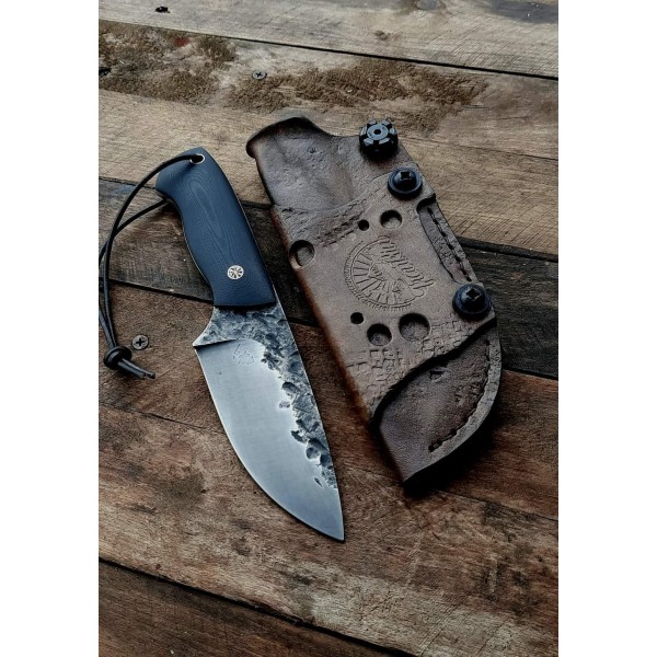 Compact Handmade Bushcraft Knife with Black G10 Handle