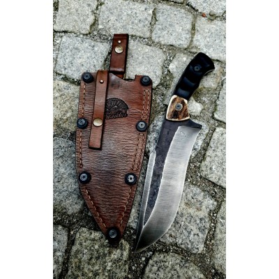 Handcrafted Tactical Bowie Knife with Leather Sheath