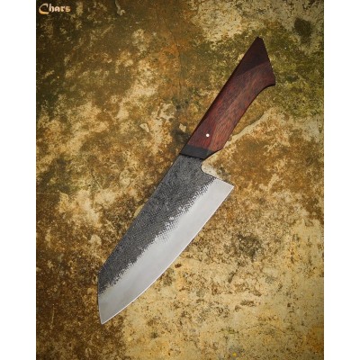 Hand-Forged Chef Knife with Red Oak Handle