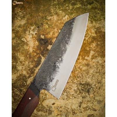 Hand-Forged Chef Knife with Red Oak Handle