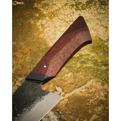 Hand-Forged Chef Knife with Red Oak Handle