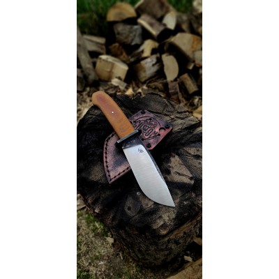 Hand-Forged Outdoor Utility Knife with Leather Sheath