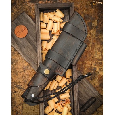 Handcrafted Camping Knife | 5160 Steel Blade & Leather Sheath