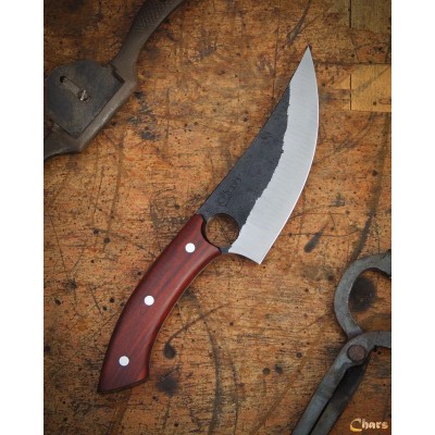 Handcrafted Husk Style Kitchen Knife | 5160 Steel & Oak Handle