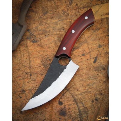 Handcrafted Husk Style Kitchen Knife | 5160 Steel & Oak Handle