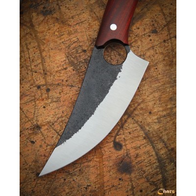 Handcrafted Husk Style Kitchen Knife | 5160 Steel & Oak Handle