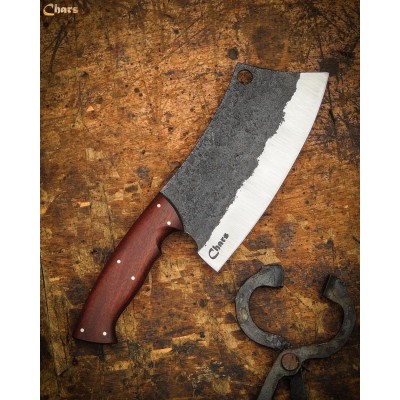 Rustic Handcrafted Cleaver with Rosewood Handle