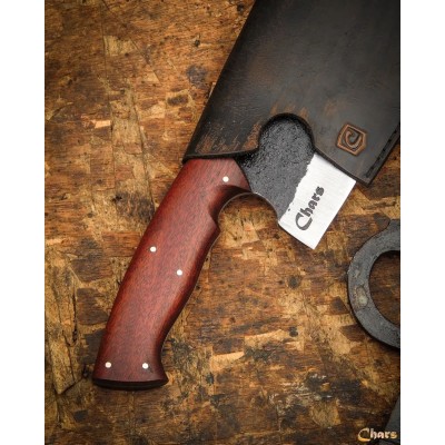 Rustic Handcrafted Cleaver with Rosewood Handle