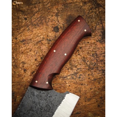 Rustic Handcrafted Cleaver with Rosewood Handle