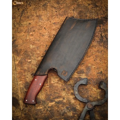 Rustic Handcrafted Cleaver with Rosewood Handle