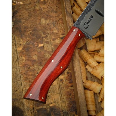 Classic Carbon Steel 1095 Butcher Blade with Polished Wood Handle