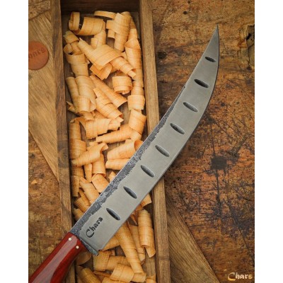 Classic Carbon Steel 1095 Butcher Blade with Polished Wood Handle