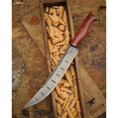 Classic Carbon Steel 1095 Butcher Blade with Polished Wood Handle