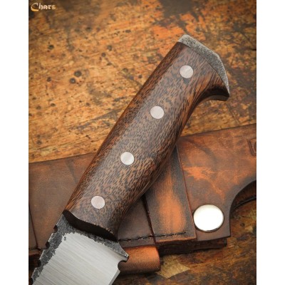 Handmade 5160 Steel Knife with Saman Wood Handle & Leather Sheath