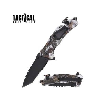 Tactical Spring-Assisted Pocket Knife | Multi-Tool Rescue Camo Knife