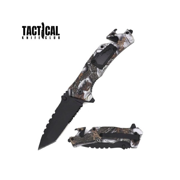 Tactical Spring Assisted Pocket Knife - Multi Tool Rescue Camo Knife