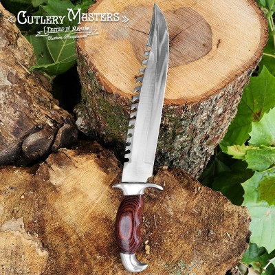 Wooden handle with steel guard on Bold Ridge Explorer outdoor knife Wooden handle with steel guard on Bold Ridge Explorer outdoor knife