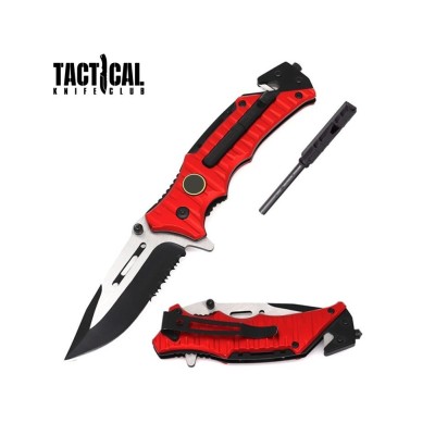 Tactical Folding Knife with Firestarter & Whistle