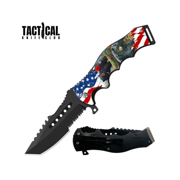 Tactical American Beer Spring Assisted Pocket Knife - 3.5" Blade