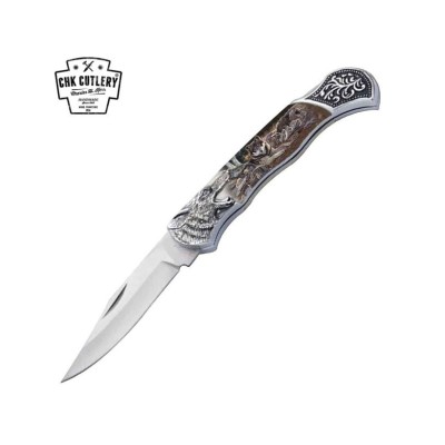 Wolf Bolster Handle Lockback Folding Pocket Knife - Arctic Wolf