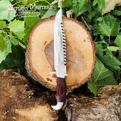 Bold Ridge Explorer Blade with premium leather sheath – full length display Bold Ridge Explorer Blade with premium leather sheath – full length display