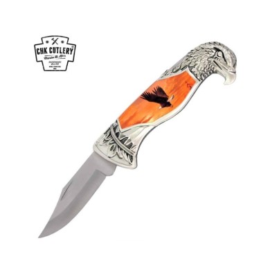 American Bald Eagle Head Lockback Knife - 8" Overall