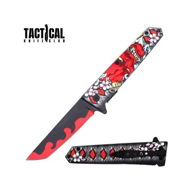 9" Tanto Blade Anime Katana Pocket Knife - Spring Assisted