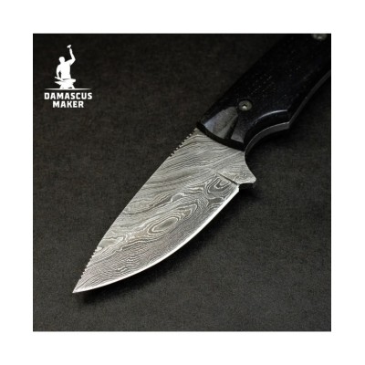 Damascus Skinning Knife with Micarta Handle & Sheath